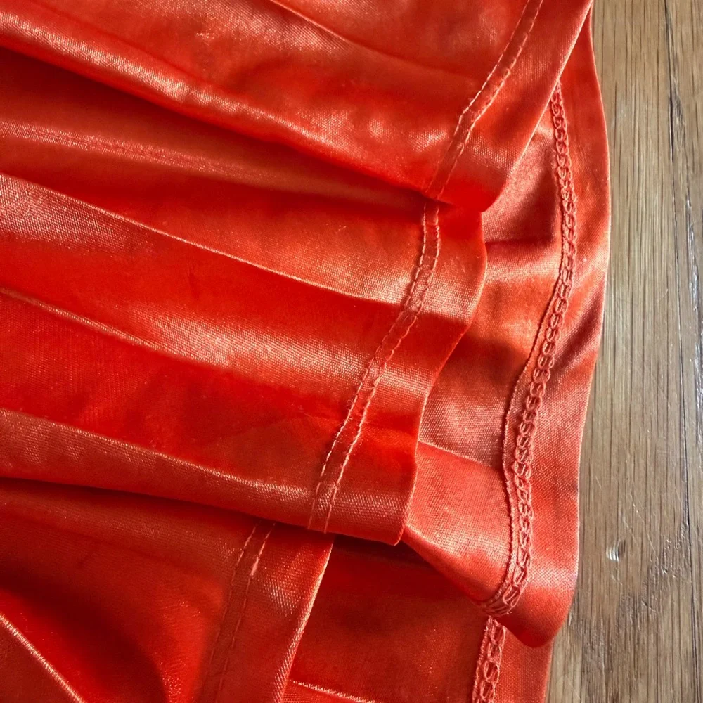 Hello Molly Orange Satin Halter Pleated Maxi Gown - Picture 8 of 8